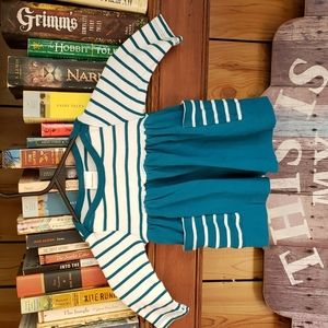 Teal and white baby dress- Hanna Anderson